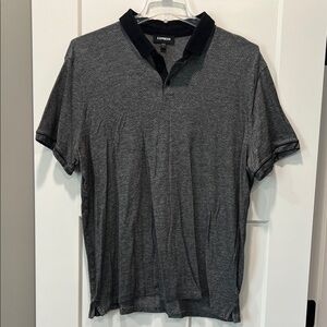 Express Men's Polo in Dark Gray and Black